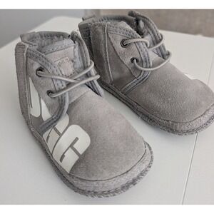 UGG Toddler Baby Boots Gray Suede Cozy Fur Lined Size 4 5